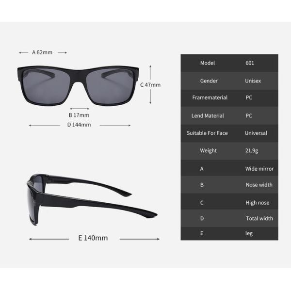 Square Cycling 144MM Sports Sunglasses Classic Black Lens Anti Glare