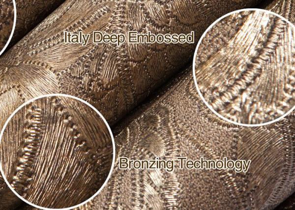 Waterproof Blown Vinyl Wallpaper Patterns , Eco - friendly Embossed Wall Covering