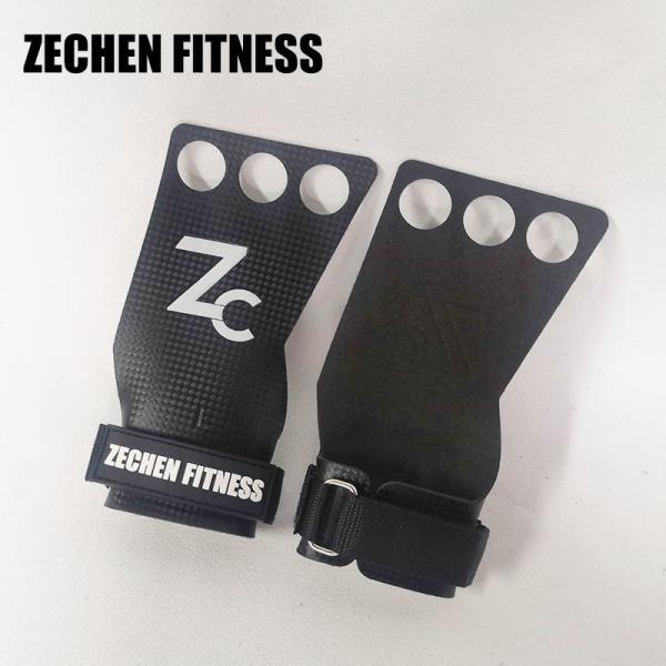 Fitness safety gym equipment carbon leather 3 holes calleras crossfit hand grips