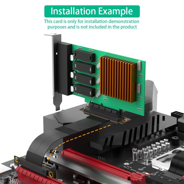 270 Degree Reverse Slot PCI-E Extension Cable with High Speed PCI-E 1X Support and Flexible Axial Cable