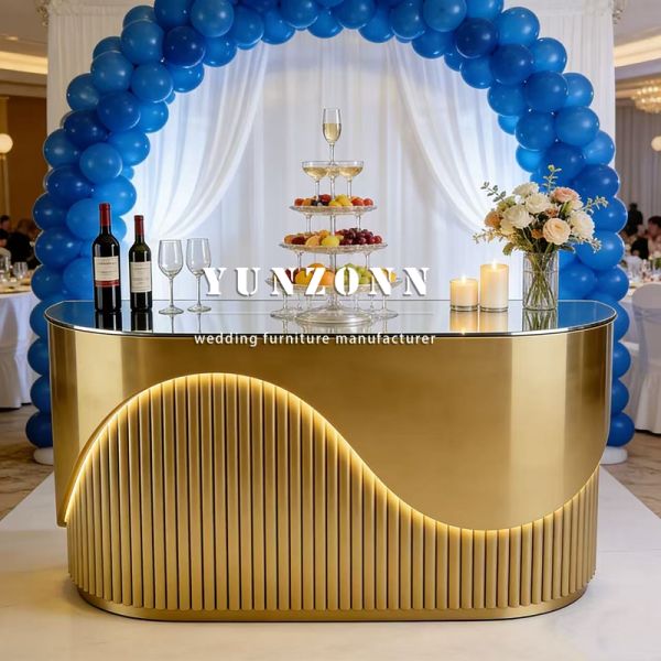 2026 New Design Modern Design Gold Stainless Steel Fashionable bar Counter and Reception