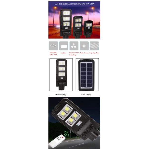 3000k 30w 60w 90w Integrated Solar LED Street Light Outdoor
