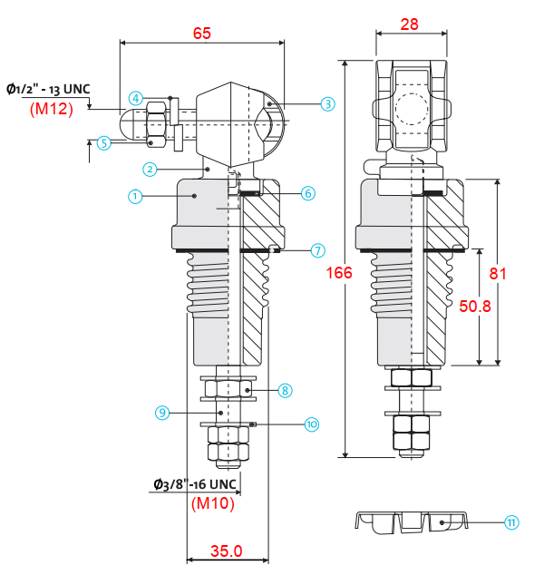 Главное продетое нитку собрание втулки ANSI 1.2KV 125A