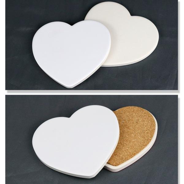 Blank Coated Heart Shape Sublimation Ceramic Coaster For Sublimation Heat Transfer Printing
