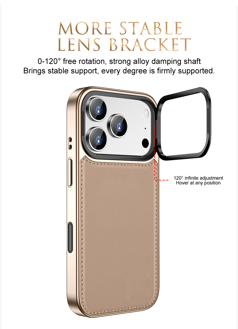 Laudtec Leather Back Cover Shockproof Phone Case for iPhone 15 16 17 18 Pro Max with Folding Stand ODM OEM Wholesales