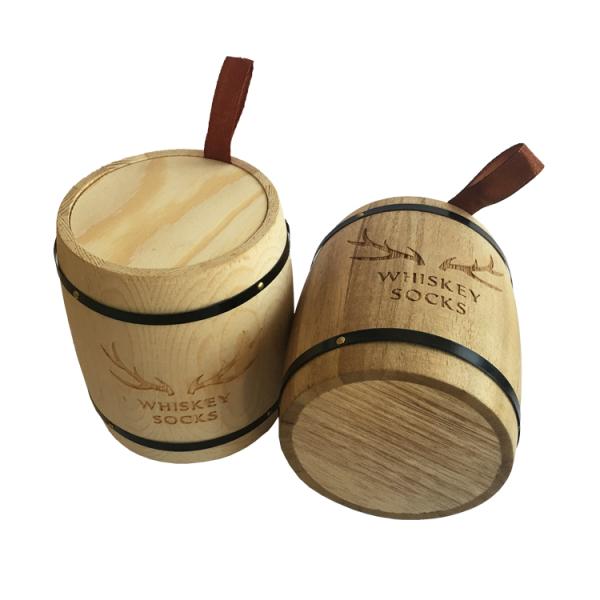 Customized Logo Acceptable Wooden Tea Coffee Sugar Canisters Set Barrel Shape