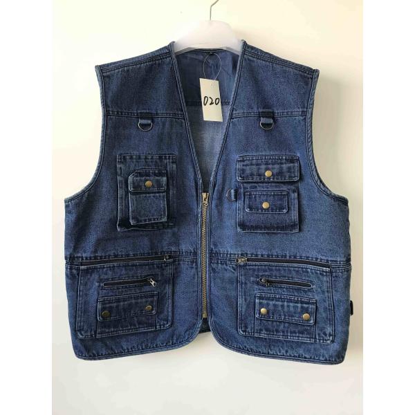 Jeans vest, denim vest, in 100% cotton, S-3XL, denim blue, navy