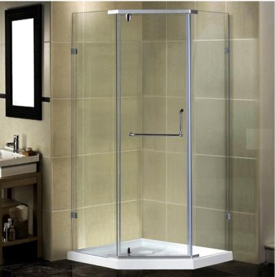 Hinged Diamond Shaped Glass Shower Enclosure Door Frameless