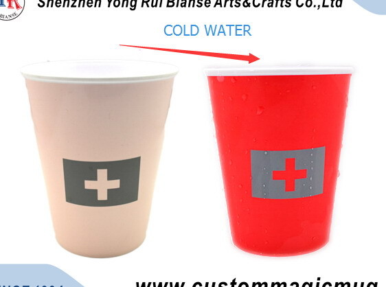 Custom Advertising Gift Plastic Eco Friendly Coffee Mugs Cold Water Color Change