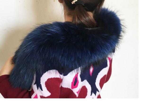 Raccoon fur collar 100% Real Raccoon Fur Collar Large Blue Coat Trim Accessories