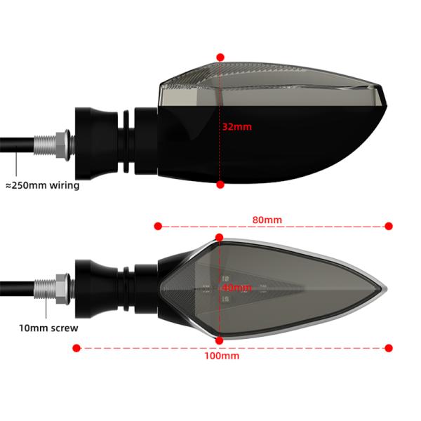 Lâmpadas de direção de motocicleta à prova d'água de voltagem universal de 12 V LED Indicador de sinal de virada