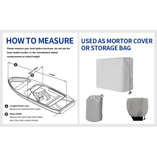 Boat Cover 800D Marine Grade Polyester Canvas Trailerable Full Size Boat Cover for V-Hull Runabouts Outboards