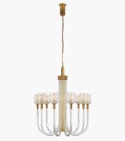 KW 5401 Reverie Chandelier à un seul niveau moyen en laiton / nickel poli / bronze avec verre transparent à nervures
