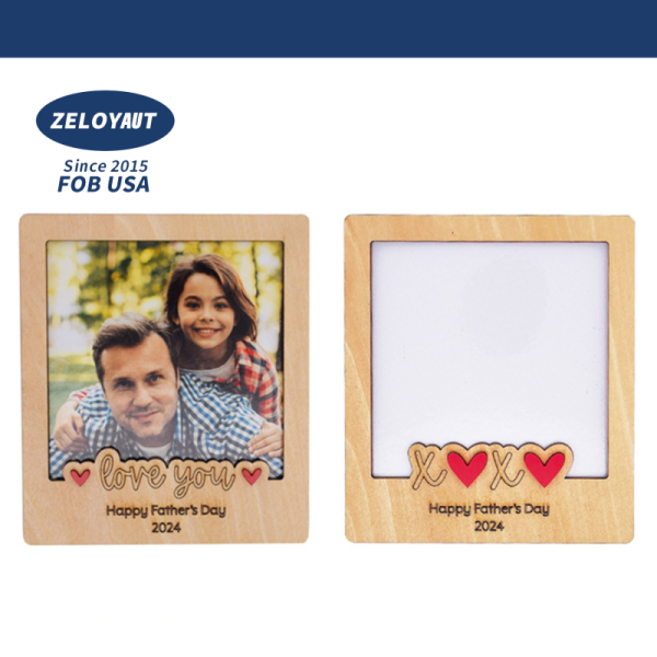 ZELOYAUT Customizable 95*95mm MDF Photo Frame Blanks Sublimation Heat Press Wood Magnets for Fridge Decoration Sublimation Wood