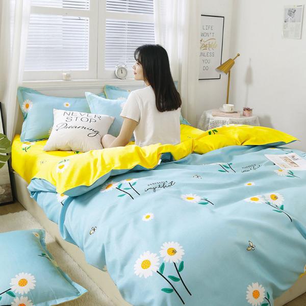 Couverture de couette 100% de luxe 4 pièces Lit ensemble avec 2 pièces Casse d'oreiller Fourniture d'hôtel