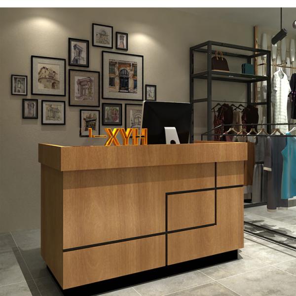 LED Antique Reception Counter Desk Solid Wood Table for Beauty Salon Checkout Counter