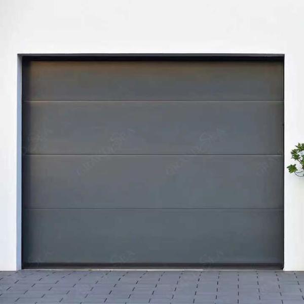 Contemporary Exterior Automated Garage Door Steel Black Roll Up Door With Motor