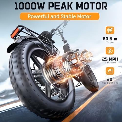 EU Stock F008 20 Inch 48V Foldable Electric Mountain Bike Super 1200W Rear Hub Motor with 720Wh Integrated Removable Battery