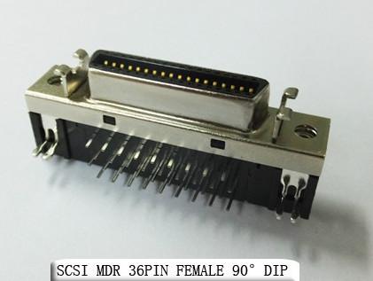 Pin 36 Pin Female Electrical Connectors de Mdr 68 do Scsi mergulho de 90 graus