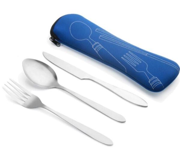 Eco Friendly Stainless Steel Outdoors Travelling 3pcs Tableware Set for Wholesale or Promotional Gifts