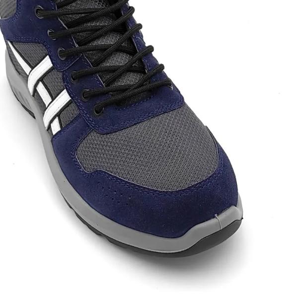 Steel Toe Suede Leather Work Boots Blue Industrial Construction Boots