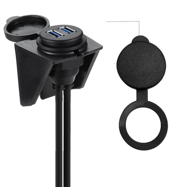 Car Dashboard Panel Flush Mount USB 3.0 Dual Port Dock Adapter Male to Female Extension Cable