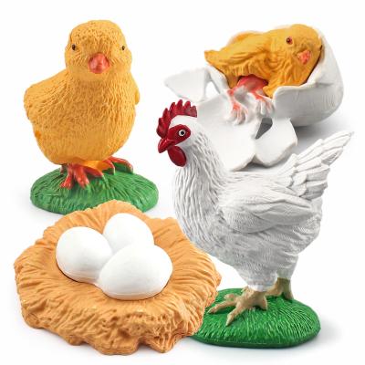 Realistic 4 PCS Farm Chicken Animal Ciclo de vida Modelo de crescimento Toppers bolo Aprendizagem Jogos de desenvolvimento para meninos meninas crianças