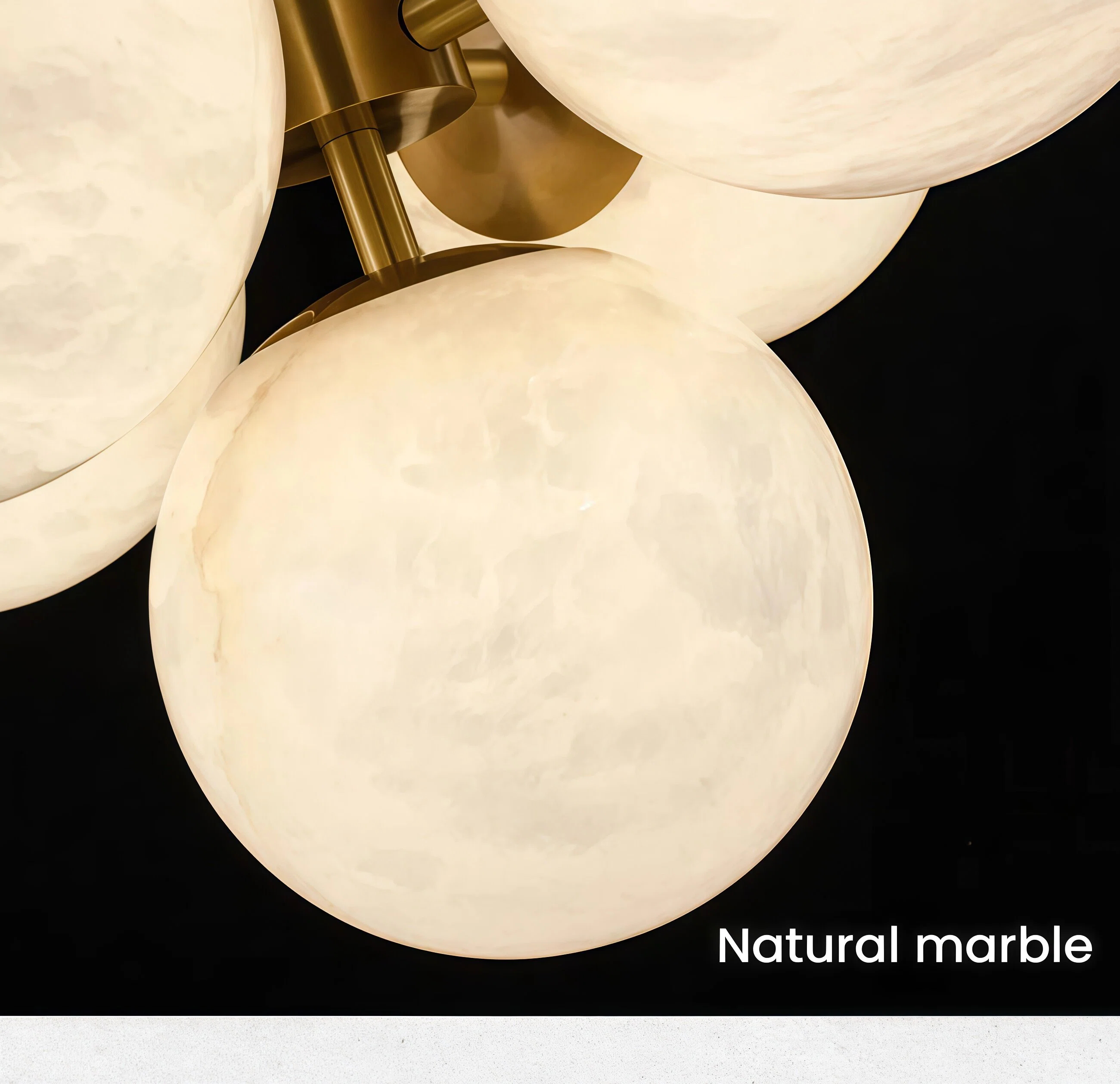 JYLIGHTING Modern Bubble‑Sphere Marble Chandelier, Solid Brass Suspension Lamp for Luxury Villa, Dining Room and Hotel Reception Interior Projects