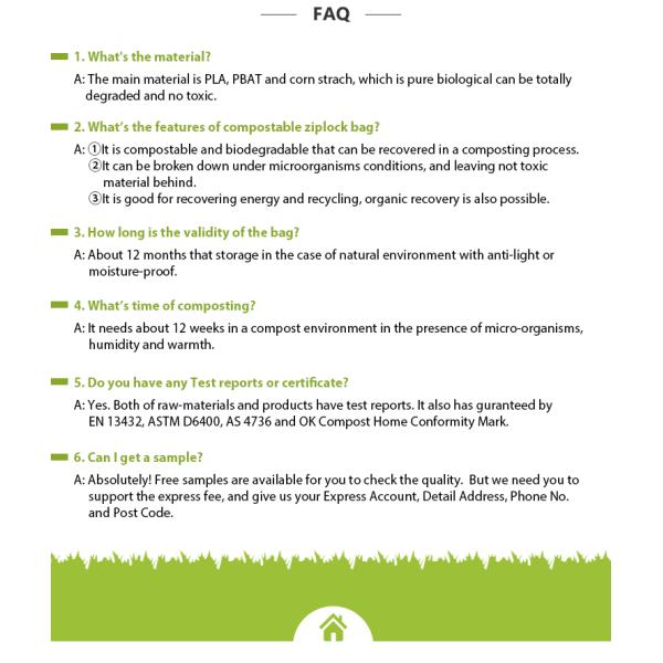 Eco PLA 100% Biodegradable Corn Starch Compostable Plastic Zipper Bag,Resealable PLA Biodegradable Poly D22/EPI PAC Bag