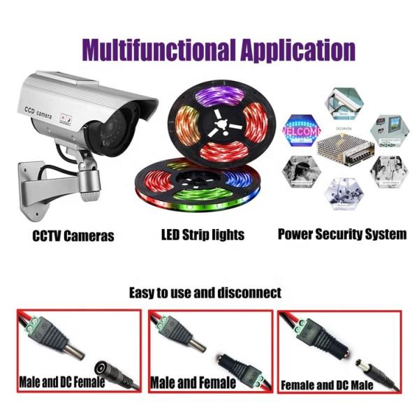 12v sin soldadura 24v 5.5x2.5mm 5.5x2.1mm Conector de conexión de corriente continua femenina Jack Adaptador para cámaras de circuito cerrado