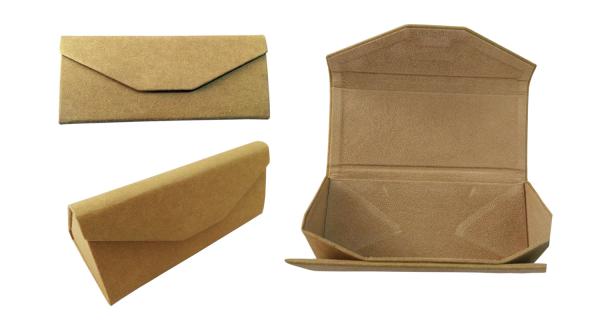 Triangular Fold Up Glasses Case Gunny Cloth / Denim Material With Holder