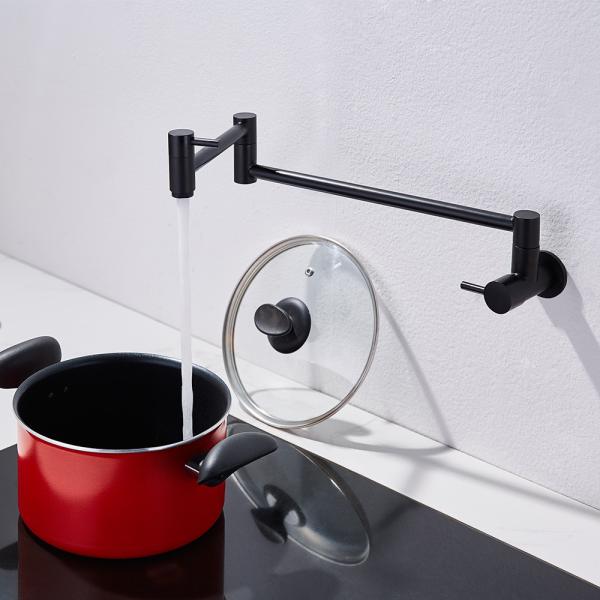 Solid Stainless Steel 304/316 Material Deck Mounted Nano Black Double Handle Flexible Kitchen Faucet For Pot Filler