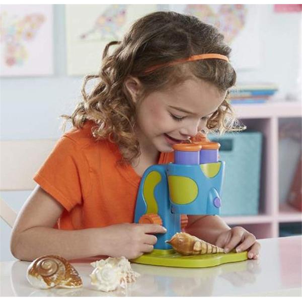 Children's LED Double Hole Microscope Magnifier 8x for Science Toys Plastic Material