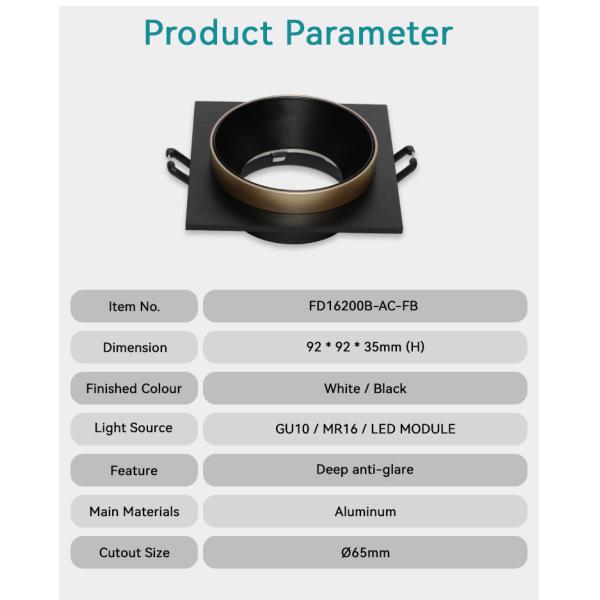 DIY Black Gold Recessed Spotlight For Commercial Lighting | Anti-Glare Design