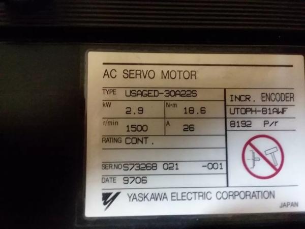 USAGED-30A22S Yaskawa Electric AC Waterproof 1 Hp Servo Motor