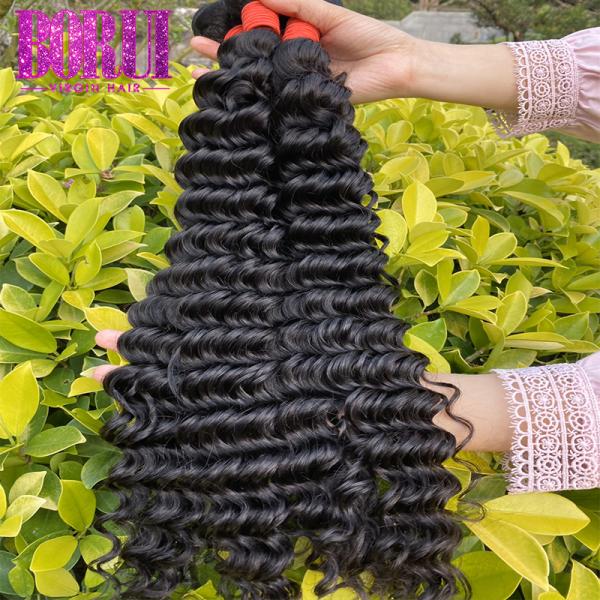 Deep Wave Peruvian Virgin Peruvian Human Hair No Shedding No Tangle Natural Color