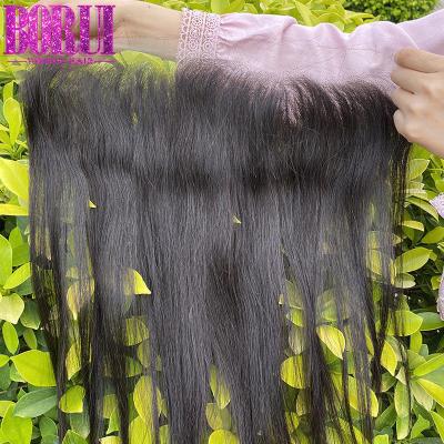 Cor natural não processada malaia 13x4 HD do cabelo reto da onda do corpo nenhum derramamento