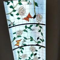Hermosa Tiffany estilo curvo de vidrio pintado decoración de la habitación para el techo de vidrio pintado techo de cúpula
