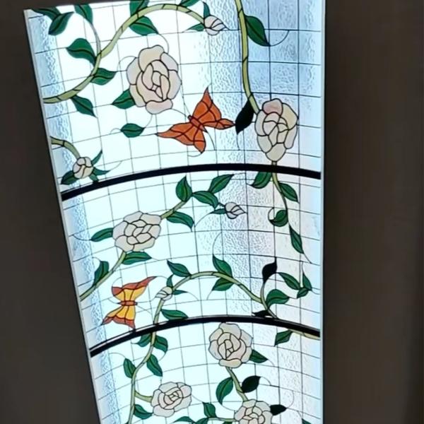 Bela Tiffiny Curved estilo vidro colorido decoração de quarto para telhado vidro colorido teto de cúpula