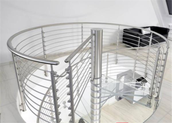 Curved Rod Stainless Steel Railing , Top Mount Stainless Steel Stair Banisters
