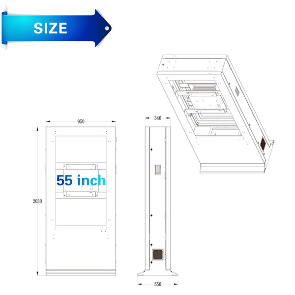 Controle de brilho automático de vidro antiofuscante do totem exterior compatível do quiosque do tela táctil