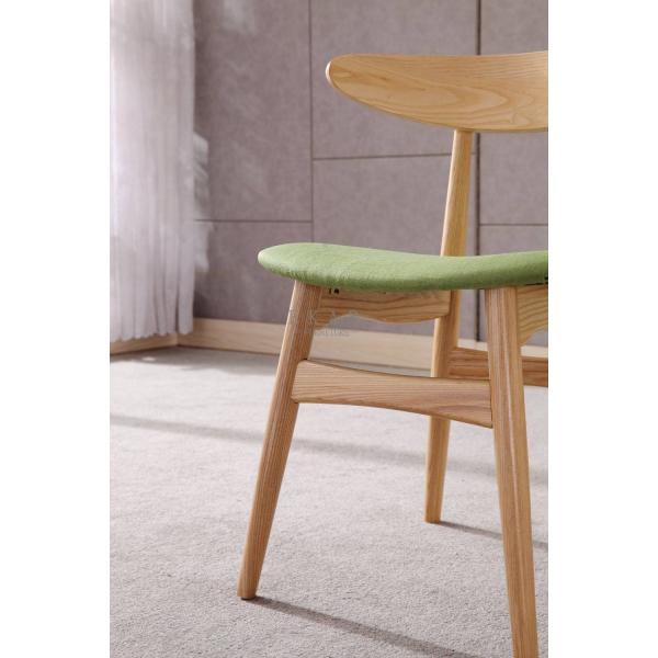 Nordic Design Ash Wooden Upholstered Modern Fabric Dining Chair