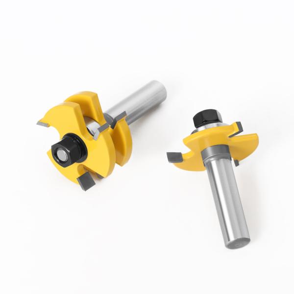 8mm 1/4''shank 1/2''shank 3 Tooth T-shaped Tenon Joint Knife Flat Panel Floor Knife Tenon Joint Knife Woodworking Milling Cutter