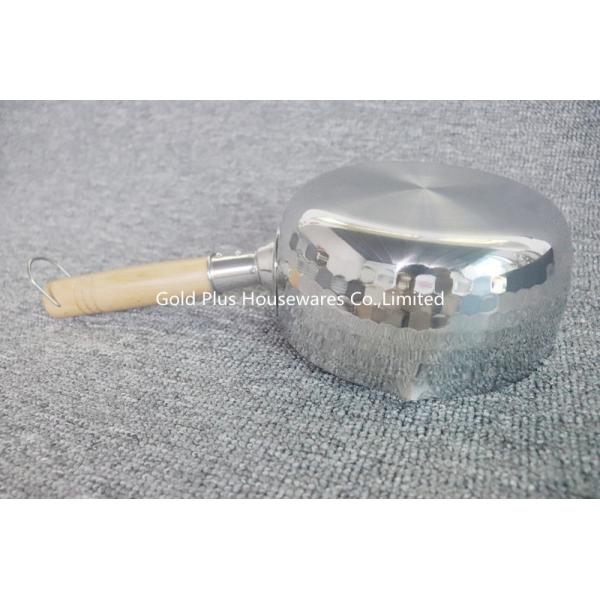 Food Grade Stainless Steel Milk Pot 20cm With Wooden Handle
