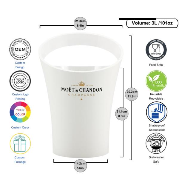 3L Moet Chandon Ice Bucket Luxery Plastic Champagne Wine Cooler Bucket