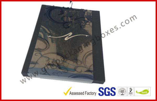 Black Drawer Luxury Gift Boxes Foil  Logo In Silver With PVC Sleeve
