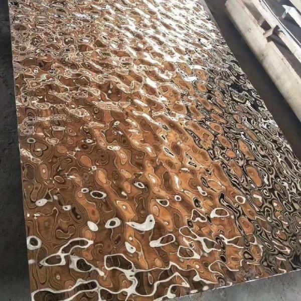Water Ripple Mirror Polished Stainless Steel Sheet 0.3 - 3.0mm Gold Sliver Color