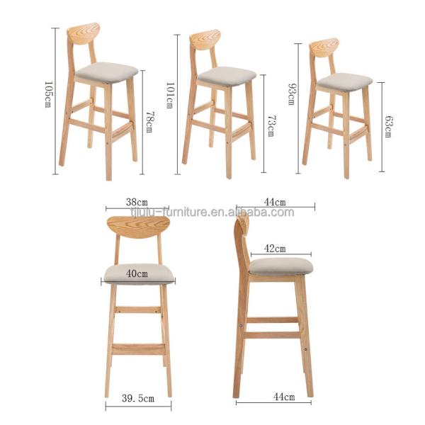 OEM Service Accepted Natural Solid Wood Bar Stool for High Chair Furniture and Cushion