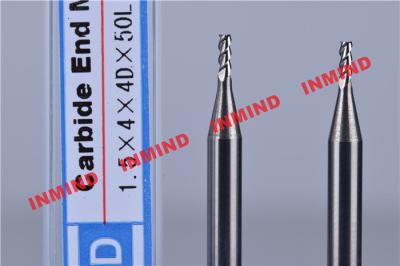 1.5 mm Dia 3 Flute End Mill For Aluminum , Bright Surface 4 mm Cutting Length