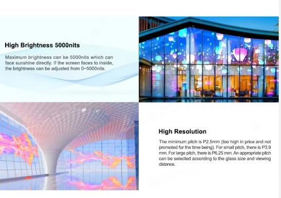 P2.5 Holographic LED Screen Programmable WiFi Control for Store Window Display Glass Curtain Wall Retail Mall Elevator Screens Advertising Ultra Transparent High Brightness Flexible LED Display